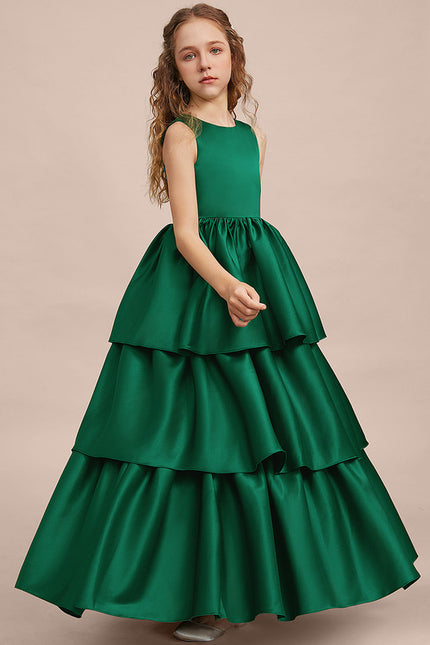 Robe Cérémonie Satin Vert Émeraude - gallery 5