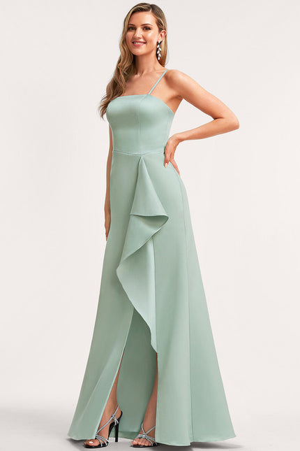 Robe Cérémonie Satin Vert Deau - gallery 2