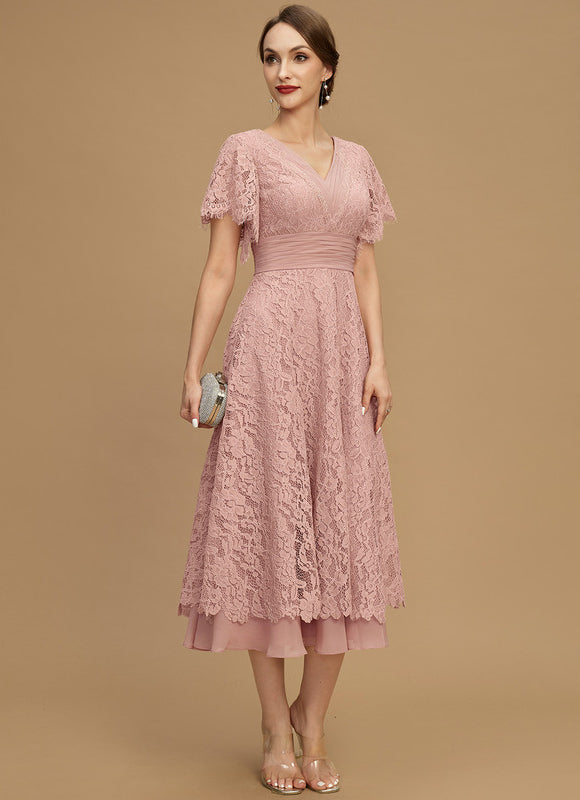 Robe Cérémonie Dentelle Rose Poudré - gallery 1