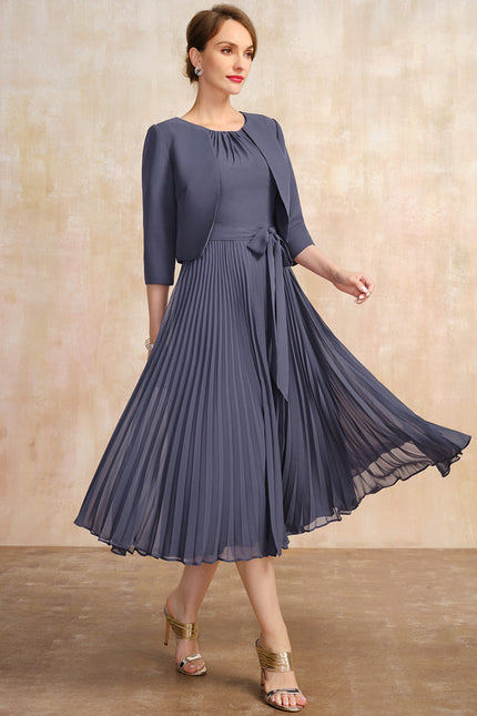 Robe Cérémonie Plissée Sombre - gallery 2