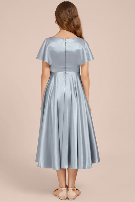 Robe Cérémonie Satin Bleu Ciel - gallery 3