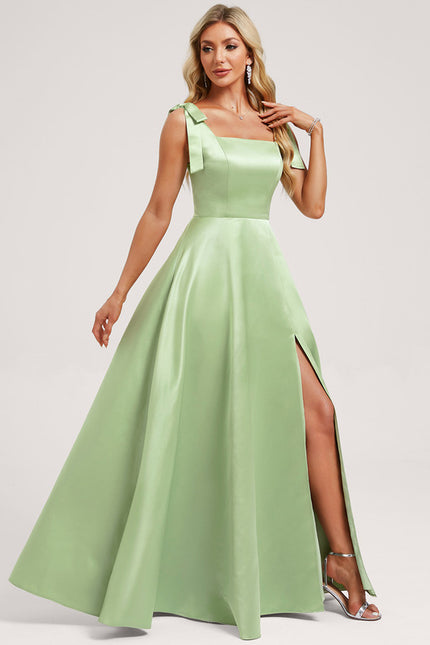 Robe Cérémonie Satin Vert Clair - gallery 1