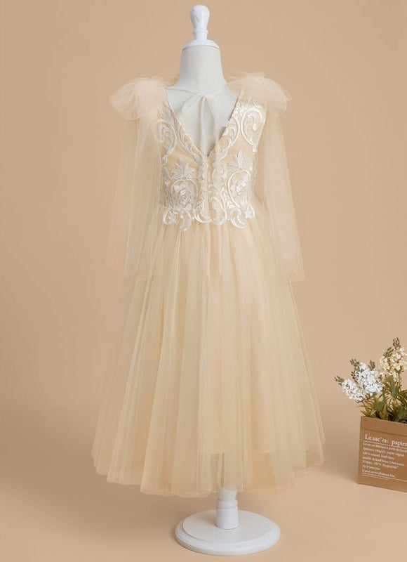 Robe Dentelle Beige Ceremonie - gallery 3