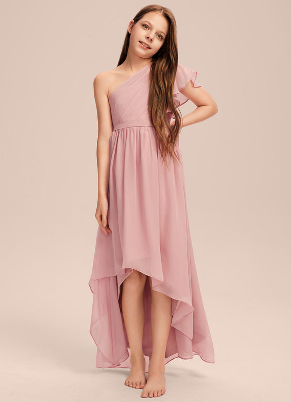 Robe Cérémonie Asymétrique Rose Pâle - gallery 1