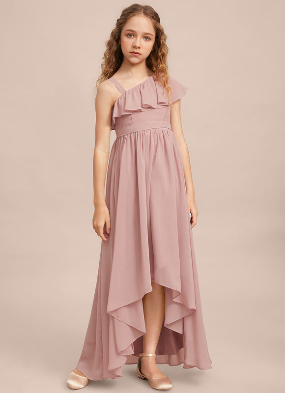 Robe Cérémonie Asymétrique Rose Doux - gallery 1