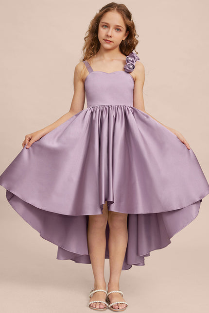 Robe Cérémonie Satin Lilas Asymétrique - gallery 2