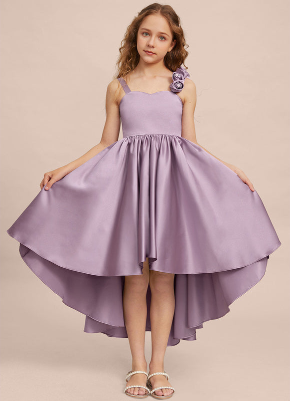 Robe Cérémonie Satin Lilas Asymétrique - gallery 2