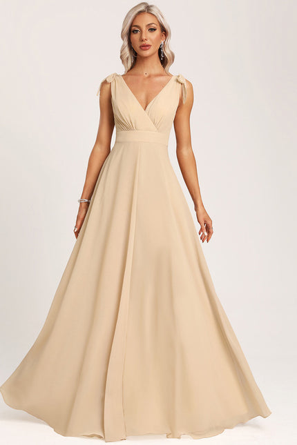 Robe Cérémonie Mousseline Beige - gallery 3