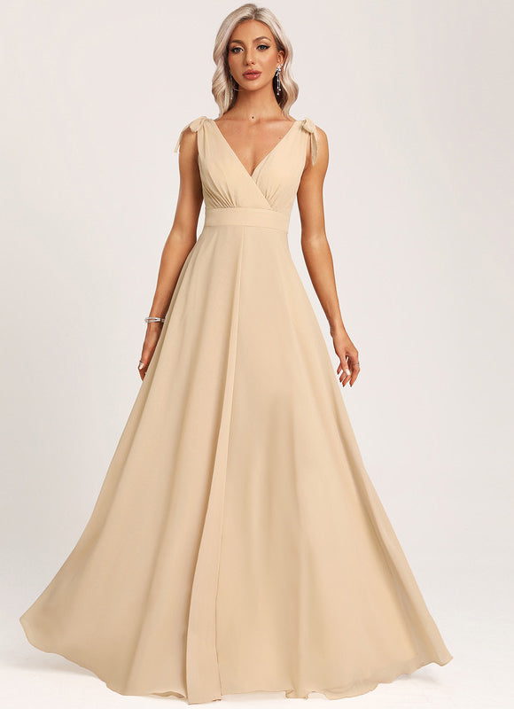 Robe Cérémonie Mousseline Beige - gallery 3
