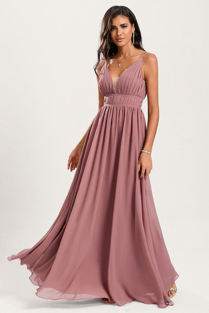 Robe Cérémonie Longue Volants Rose