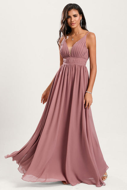 Robe Cérémonie Longue Volants Rose