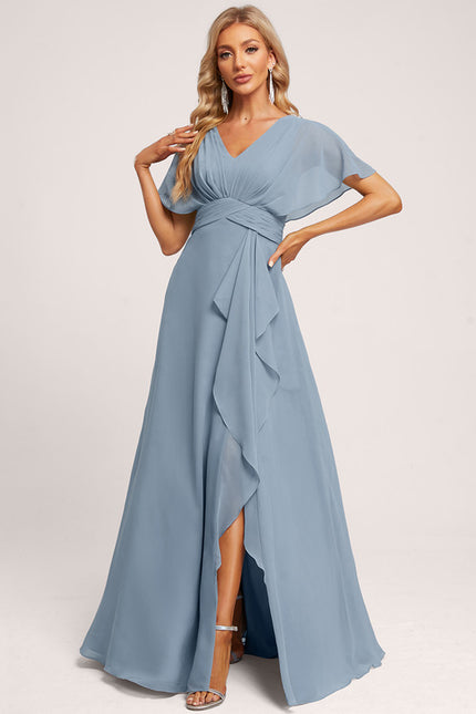 Robe Cérémonie Longue Volants Rose