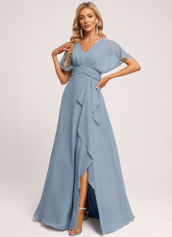 Robe Cérémonie Longue Volants Rose
