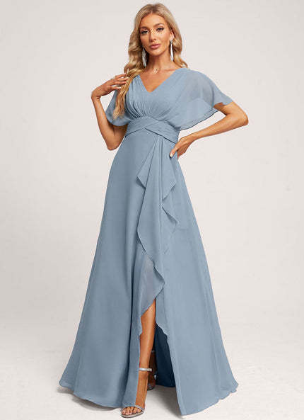 Robe Cérémonie Longue Volants Rose