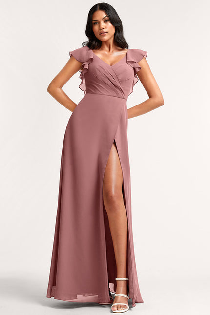 Robe Cérémonie Longue Volants Rose - gallery 1