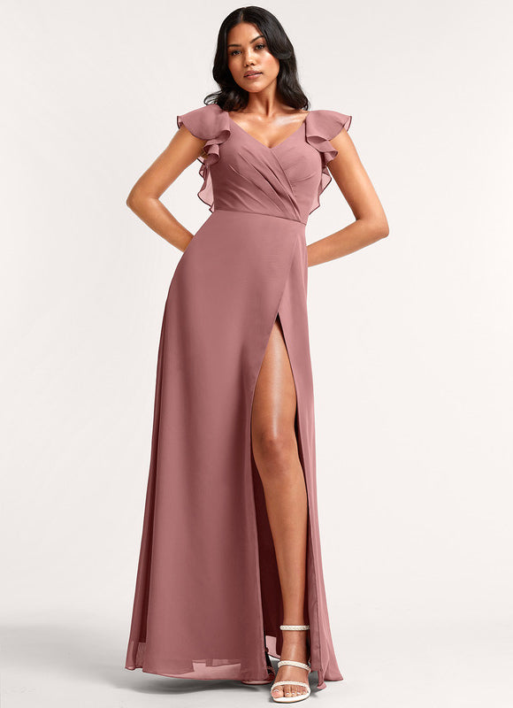 Robe Cérémonie Longue Volants Rose - gallery 1