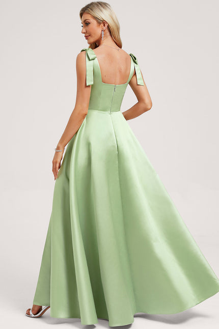 Robe Cérémonie Satin Vert Clair - gallery 4