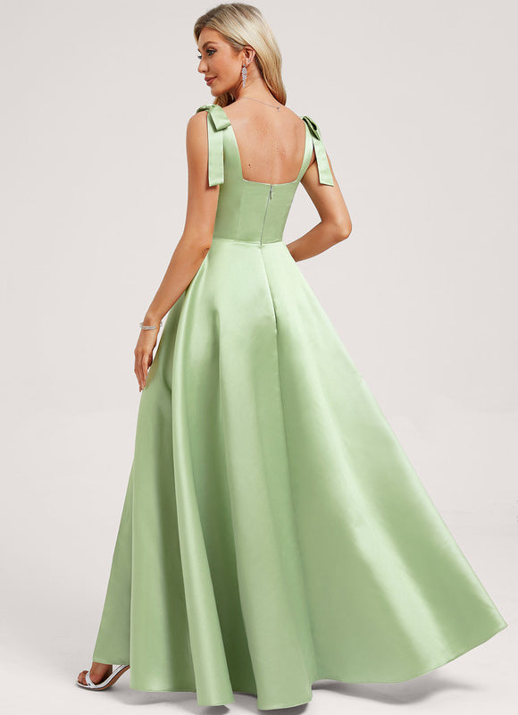 Robe Cérémonie Satin Vert Clair - gallery 4