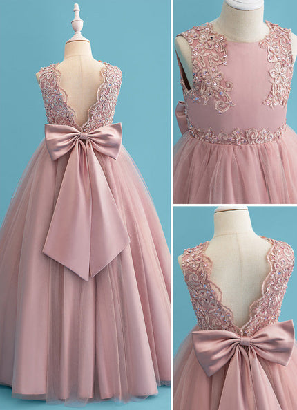 Robe Cérémonie Tulle Rose Poudré