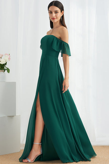 Robe Cérémonie Mousseline Vert Profond - gallery 2