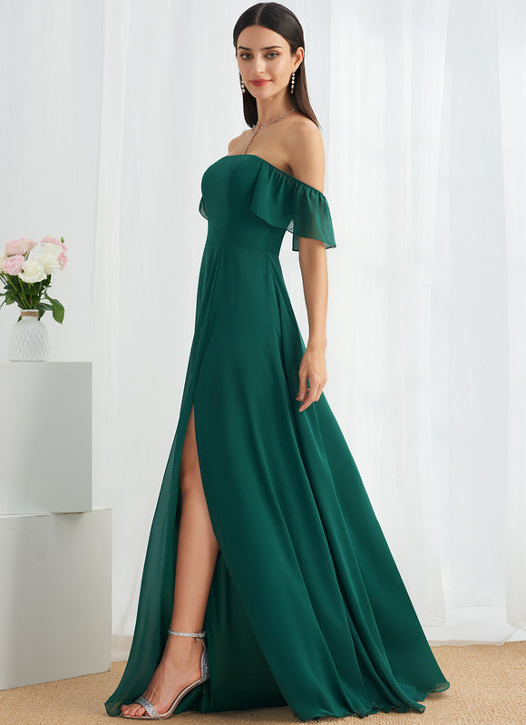 Robe Cérémonie Mousseline Vert Profond - gallery 2