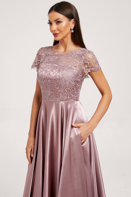 Robe Cérémonie Longue Rose Satinée - gallery 4