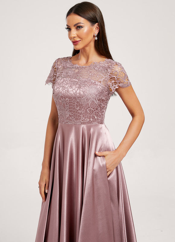 Robe Cérémonie Longue Rose Satinée - gallery 4