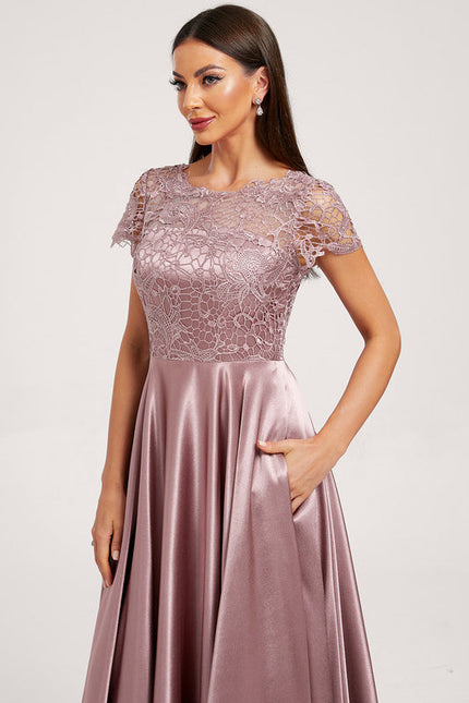 Robe Cérémonie Longue Rose Satinée - gallery 4