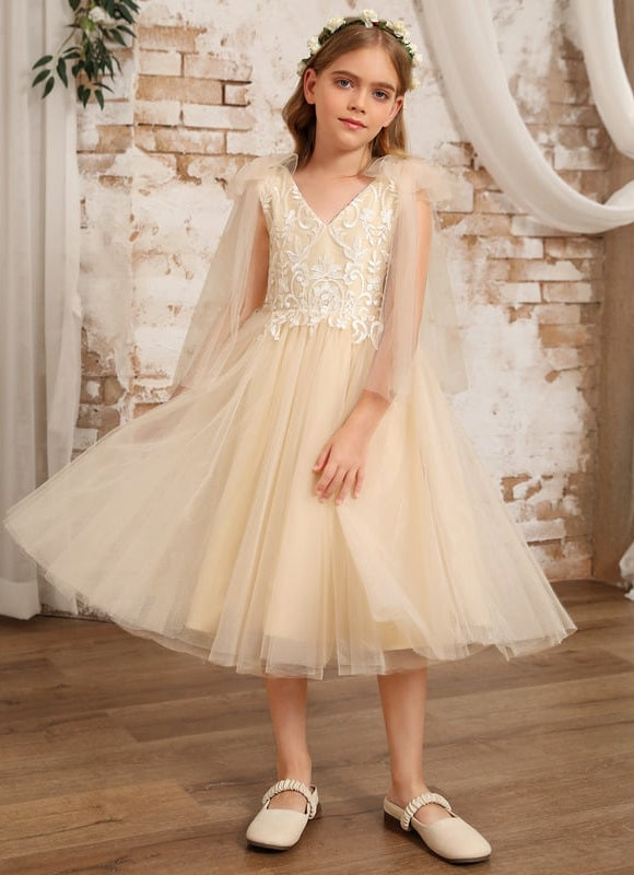 Robe Dentelle Beige Ceremonie - gallery 1