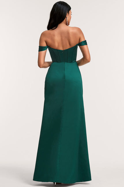 Robe Cérémonie Satin Émeraude Élégante - gallery 4