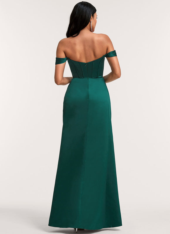 Robe Cérémonie Satin Émeraude Élégante - gallery 4