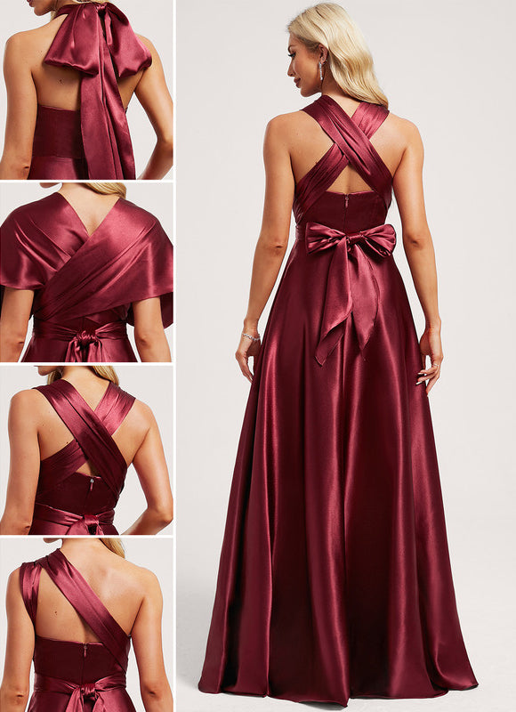 Robe Cérémonie Satinée Rubis - gallery 1