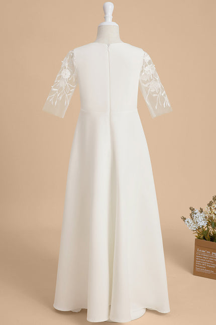 Robe Cérémonie Blanche Fleuri - gallery 3