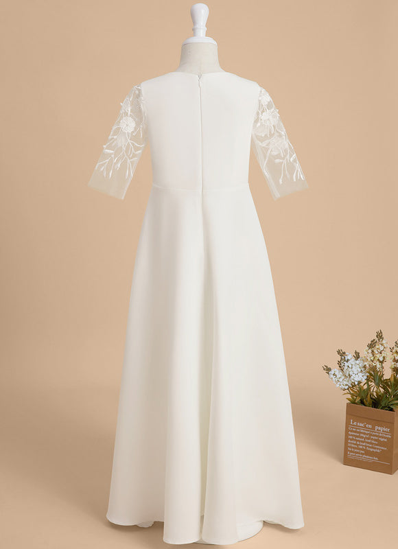 Robe Cérémonie Blanche Fleuri - gallery 3