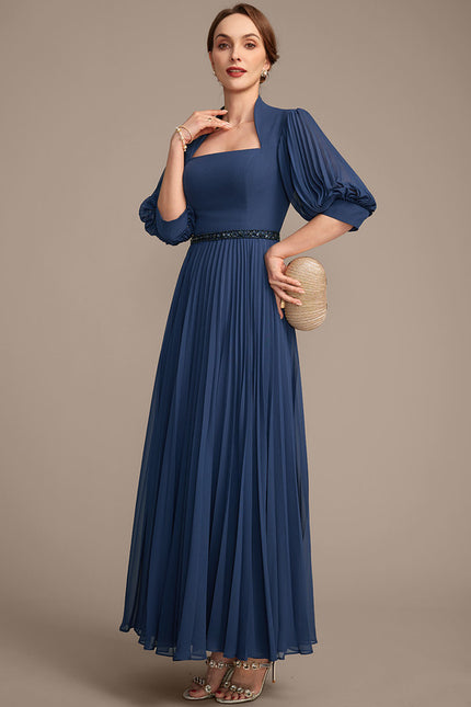 Robe Cérémonie Plissée Marine Élégante - gallery 3