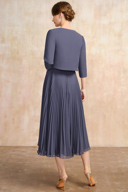 Robe Cérémonie Plissée Sombre - gallery 3