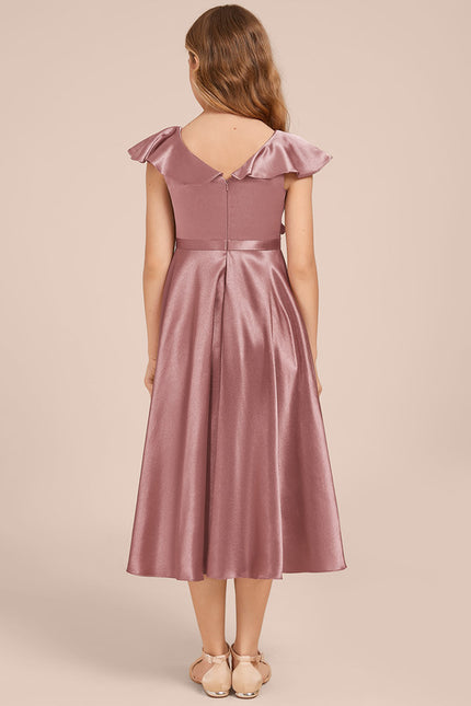 Robe Cérémonie Satin Bleu Ciel - gallery 4