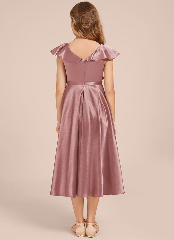 Robe Cérémonie Satin Bleu Ciel - gallery 4