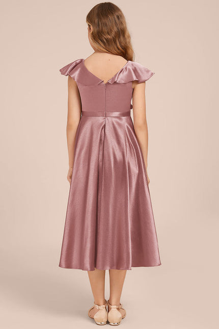 Robe Cérémonie Satin Bleu Ciel - gallery 4