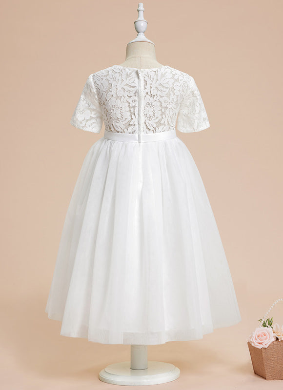 Robe Cérémonie Enfant Tulle Dentelle - gallery 1