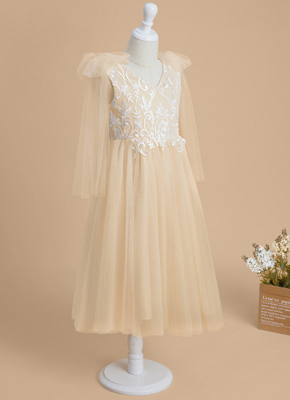 Robe Dentelle Beige Ceremonie - gallery 5
