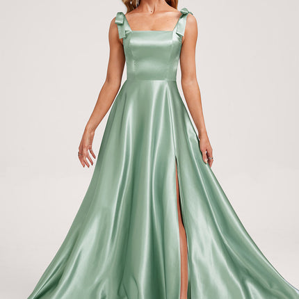 Robe Cérémonie Longue Satinée Vert Deau
