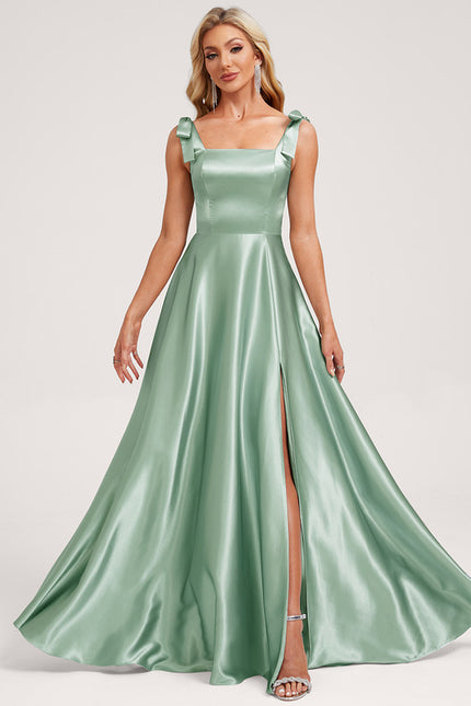 Robe Cérémonie Longue Satinée Vert Deau
