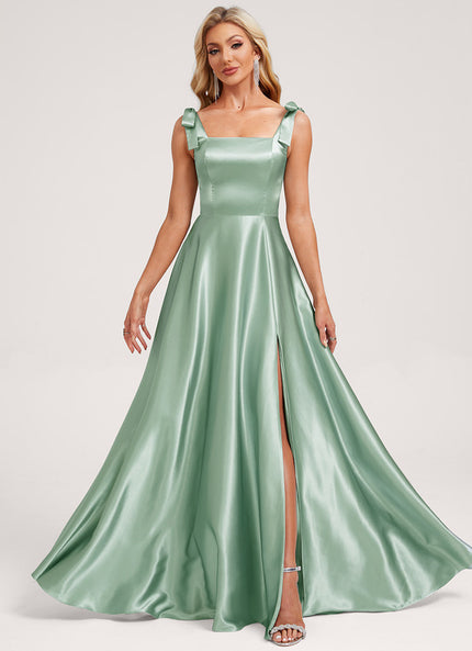 Robe Cérémonie Longue Satinée Vert Deau