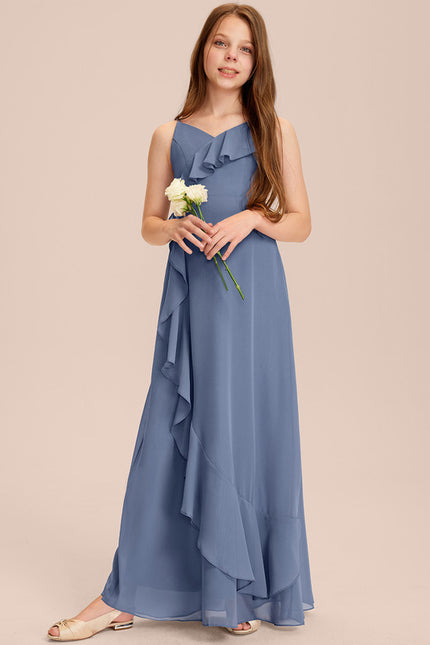 Robe Cérémonie Mousseline Bleu Pastel - gallery 5