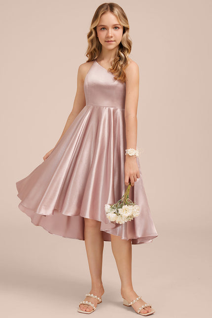 Robe Cérémonie Satin Rose Élégante