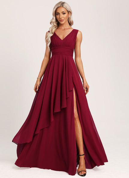 Robe Cérémonie Longue Volants Rose
