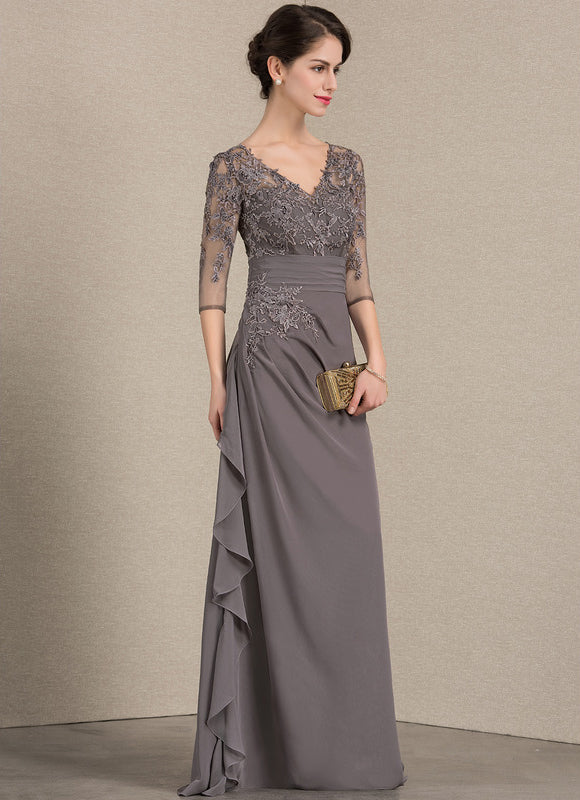 Robe Cérémonie Gris Souris Dentelle Élégante - gallery 2