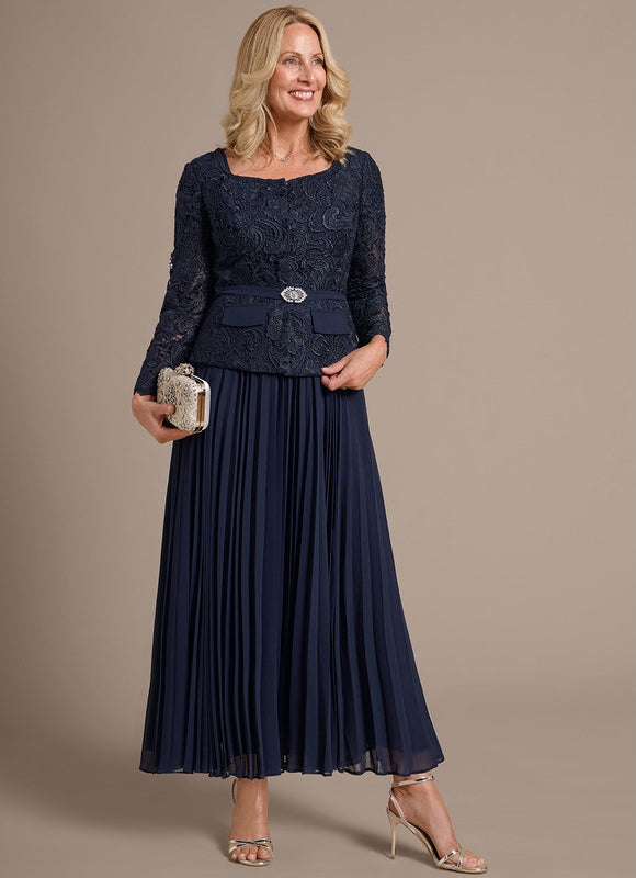 Robe Cérémonie Plissée Marine - gallery 3