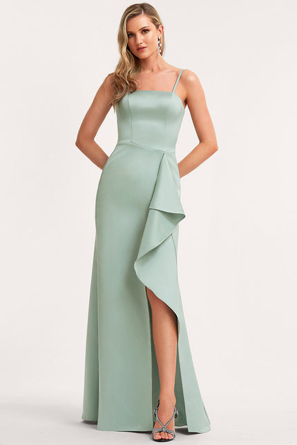 Robe Cérémonie Satin Vert Deau - gallery 1